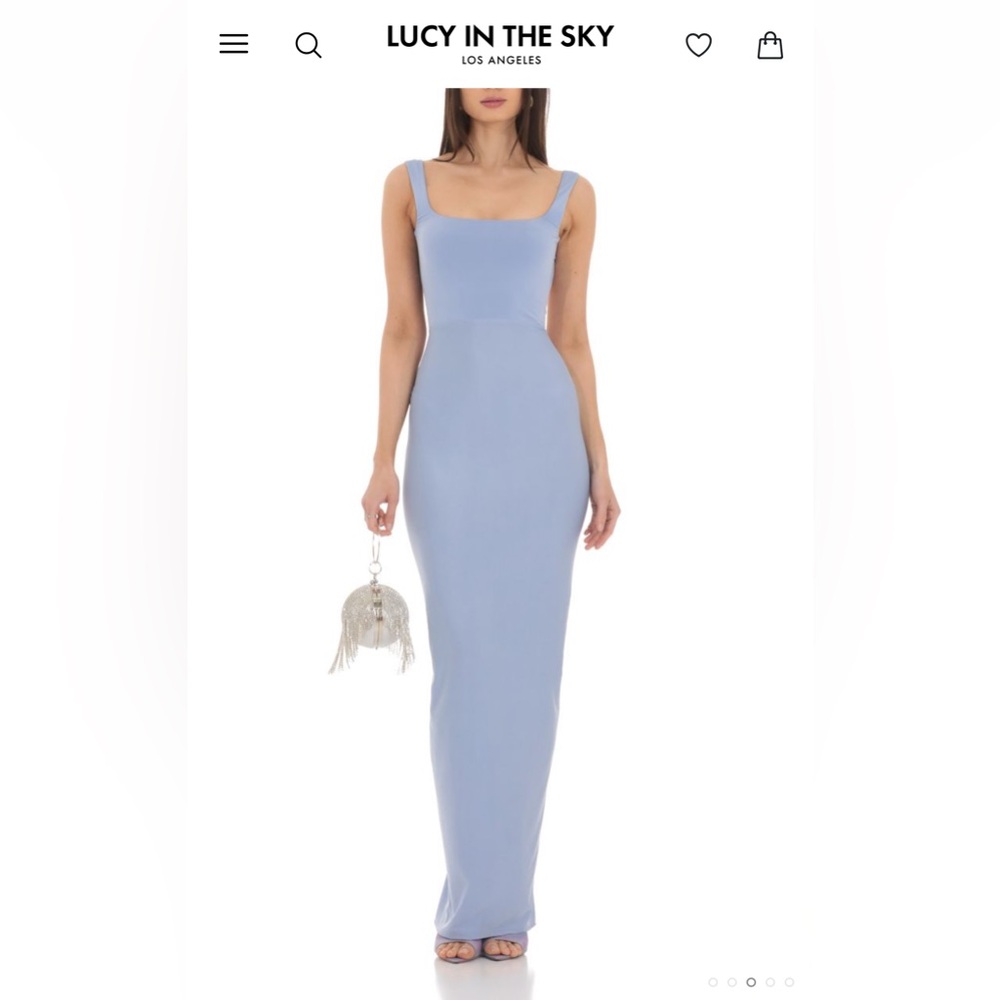 Lucy in the Sky Square Neck Open Back Maxi Dress in Powder Blue sz Medium